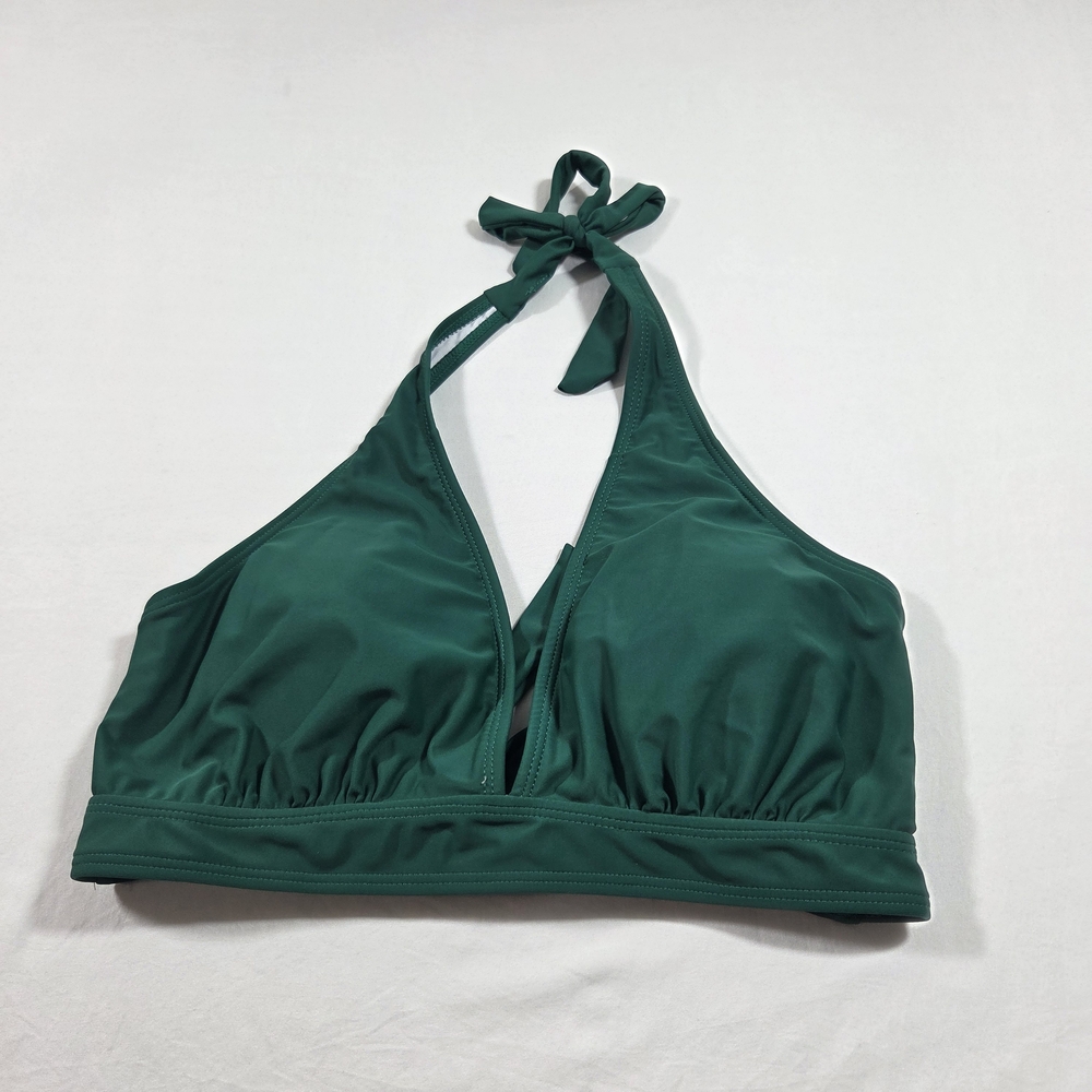 Emerald Halter Bikini Top Tie Neck V Neck Plunge Beach Built In Padded Bra